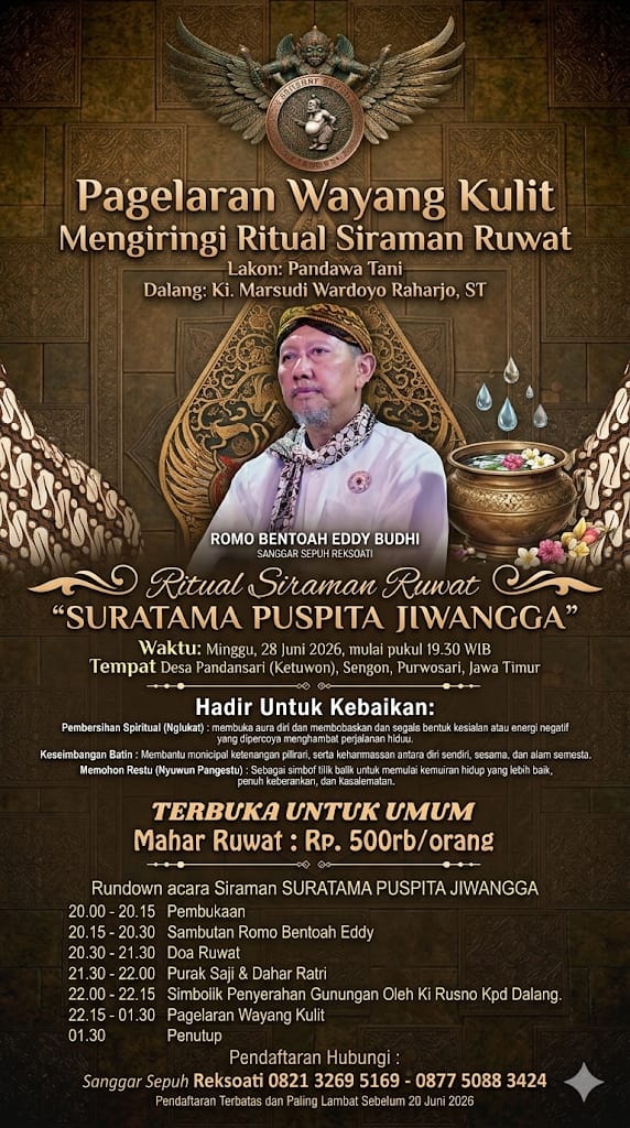 Sanggar Sepuh Reksoati Siap Gelar Pagelaran Wayang Kulit dan Ritual Siraman Ruwat, Kesempatan Langka Meraih Harmoni Lahir Batin